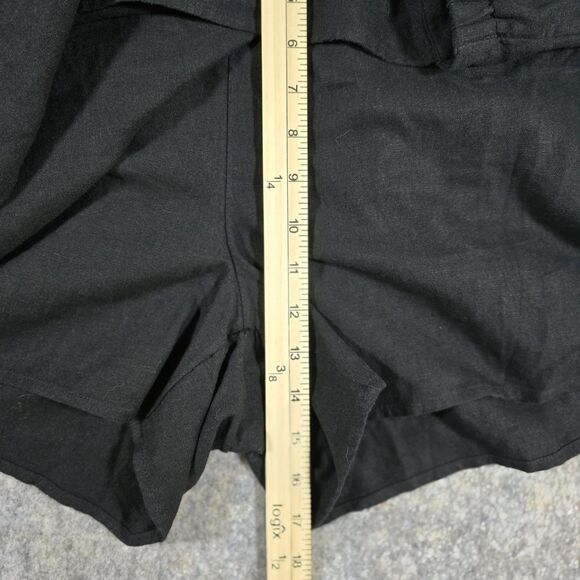 Old Navy Linen Blend Wrap Mini Skort Black Jack Size XL High Waist 4" Inseam - Picture 7 of 10